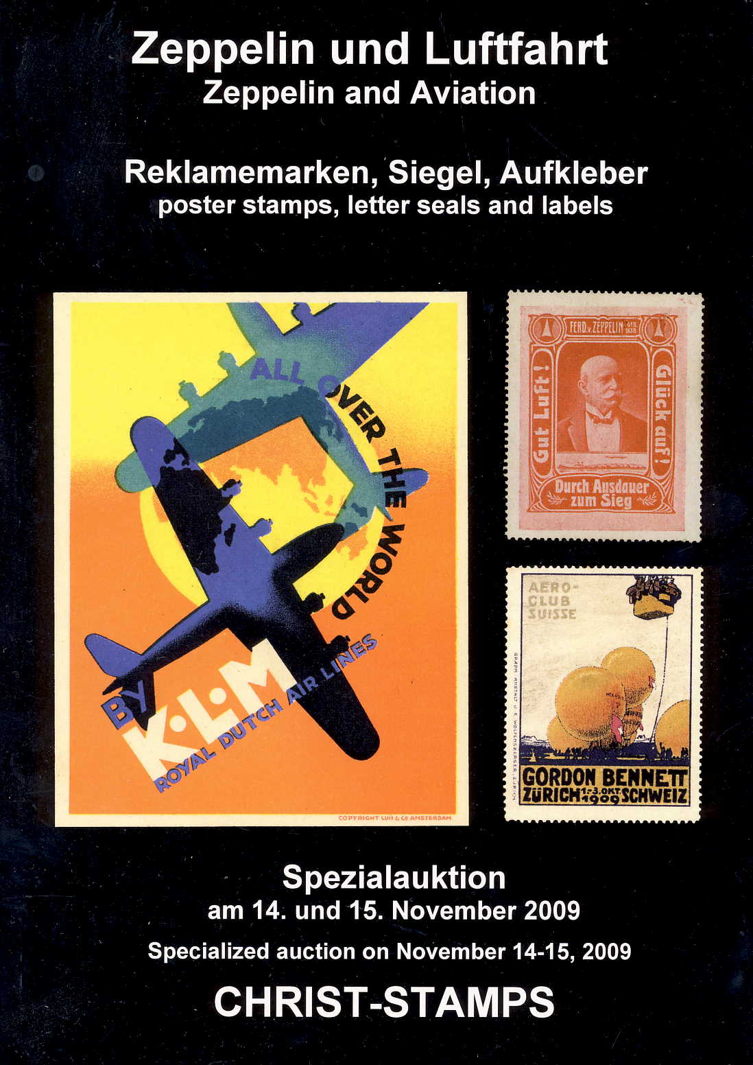 Christ Zeppelin und Luftfahrt - Reklamemarken, Siegel Aufkleber
