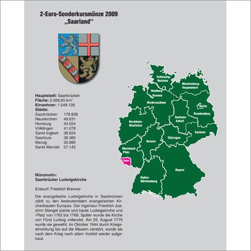 Einzelblatt 2€ Saarland für TOPset-Album 2€-Bundesländer Nr. 782
