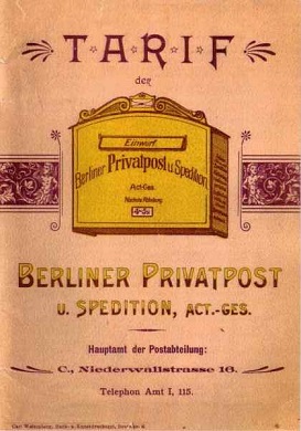 Tarif der Berliner Privatpost u. Spedition, Act.-Ges. Hauptamt d