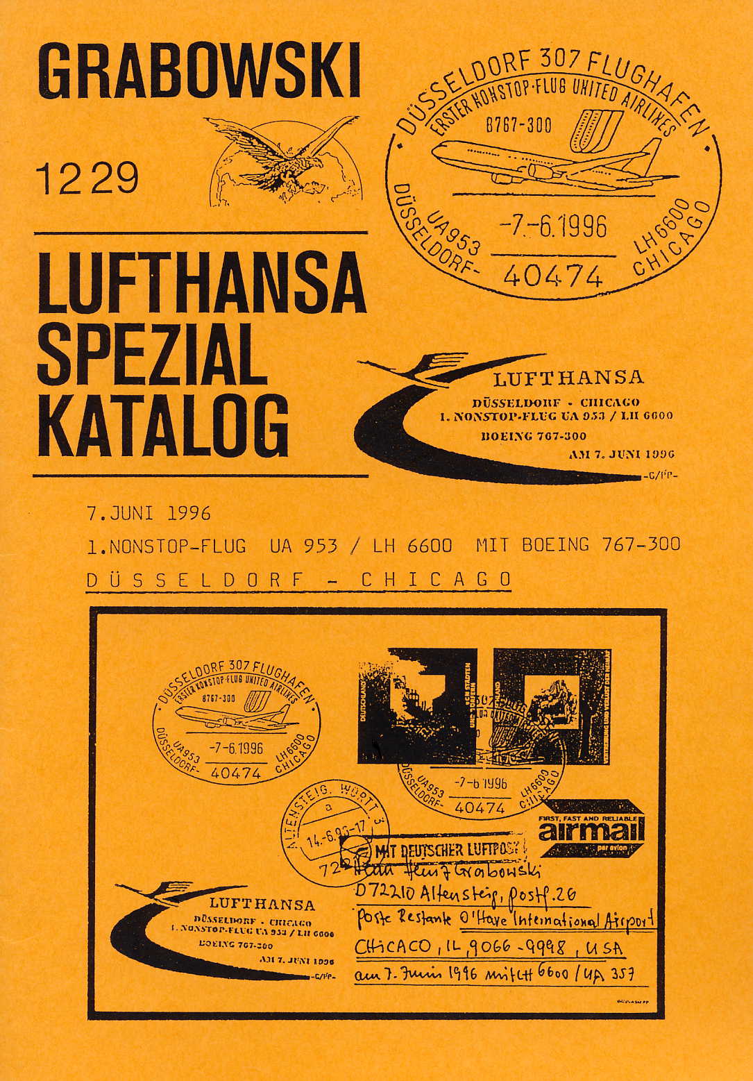 Grabowski Lufthansa-Spezialkatalog Flug Nr. 1229