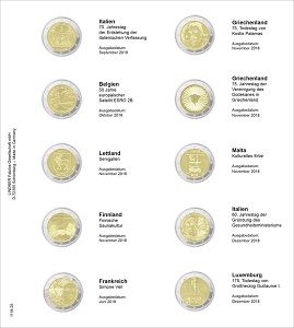 Lindner Vordruckblatt 2 EURO Nr. 1118-25 Gedenkmünzen ab Italien