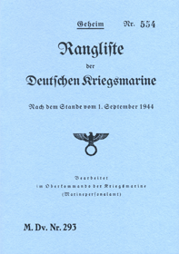 Rangliste der Deutschen Kriegsmarine Nach dem Stande vom 1. Sept