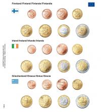 Lindner Vordruckblatt €-Kursmünzen-Sätze Finnland/Irland/Grieche