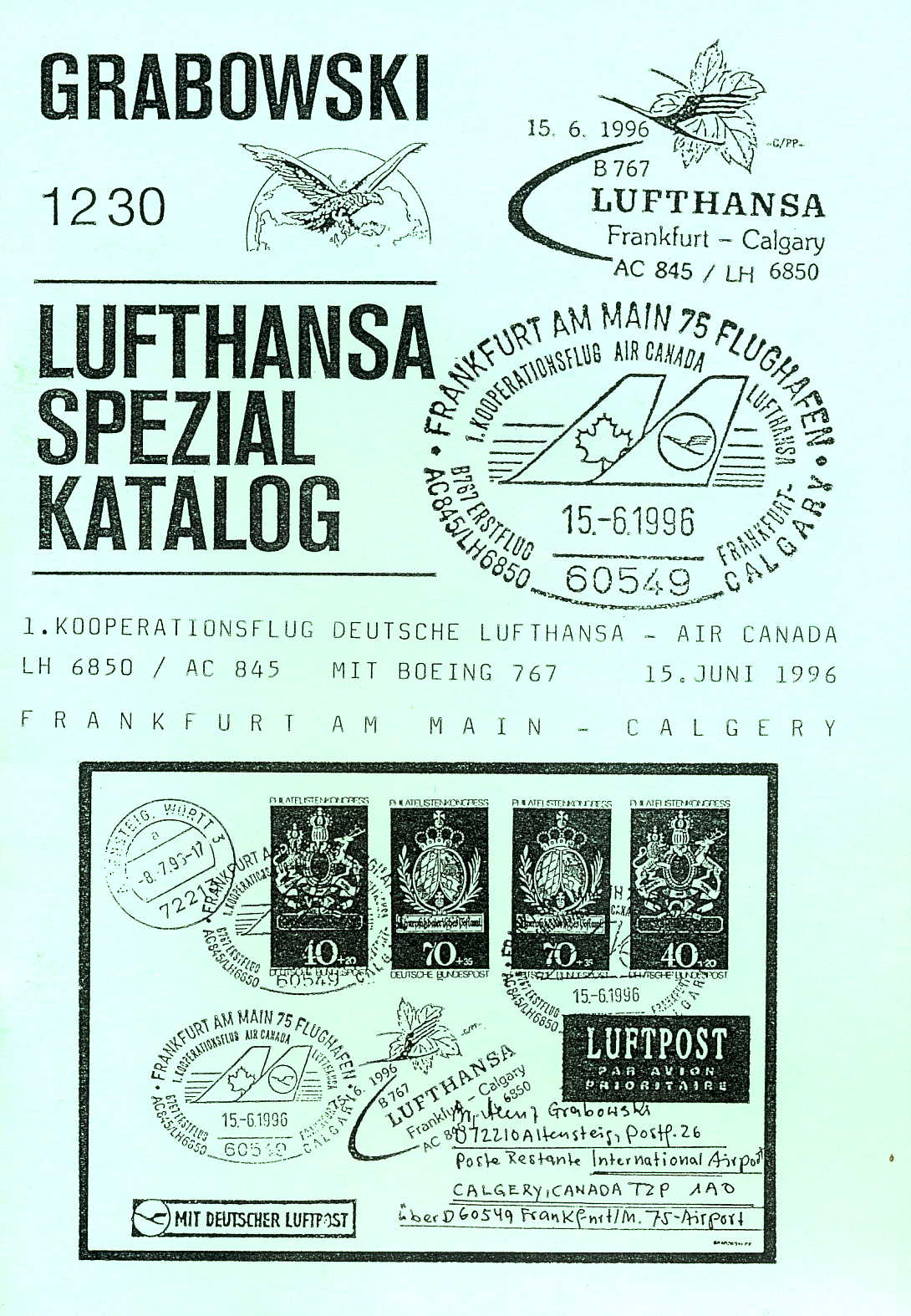 Grabowski Lufthansa-Spezialkatalog Flug Nr. 1230