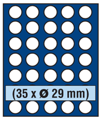 Safe Tableau  für 35 Münzen à 29 mm Durchmesser (5DM, 10€ Luft/P