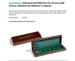 Leuchtturm Münzetui Volterra für 6 dt. 20€ Goldmünzen Rückkehr d