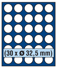 Safe Tableau  für 30 Münzen à 32,5mm Ø (10/20€, 10DM )Nr. 6332SP