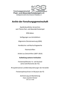 Förster, Hans-Joachim Archiv der Forschungsgemeinschaft Absender