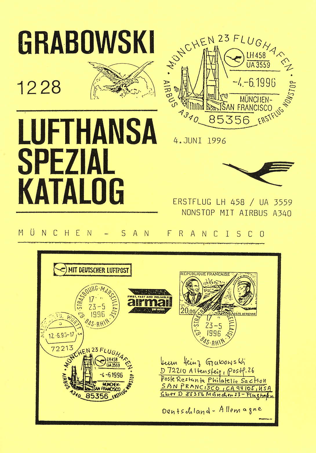 Grabowski Lufthansa-Spezialkatalog Flug Nr. 1228