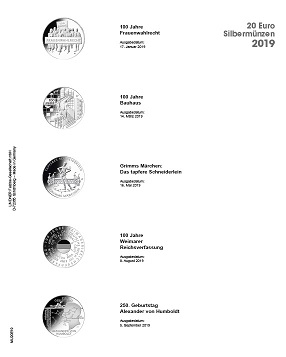 Lindner Multi collect Vordruckblatt für 20 Euro-Silbermünzen Bun