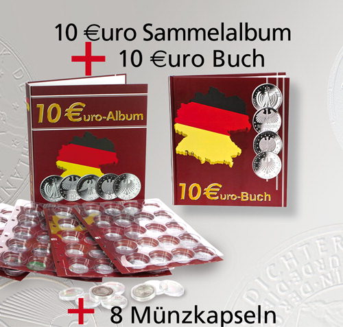 10 €uro-Sammelabum + 10€-Buch + 8 Münzkapseln gratis Nr. 700202