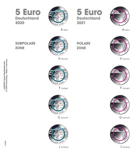 Lindner Vordruckblatt 5€-Sammlermünzen: Deutschland 2020-2021 Nr