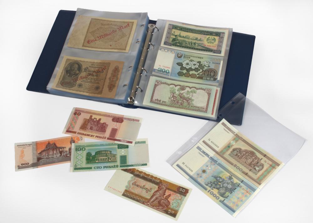 Kobra Banknotenalbum G173 Farbe braun mit 20 glasklaren Folienhü