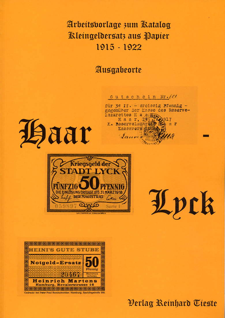 Tieste Katalog Kleingeldersatz aus Papier 1915  1922 Band 3: Ha