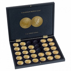 Leuchtturm Münzkassette für 30 Maple Leaf Goldmünzen in Kapseln 